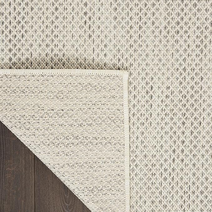 Nourison Home Courtyard Ivory Silver 10' x Square Area Rug - Easy Clean, Non Shedding, Bed Room, Living Room, Dining Room, Kitchen (10' x Square)
