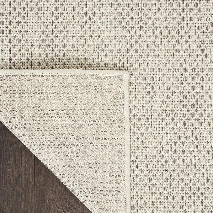 Nourison Home Courtyard Ivory Silver 2'2" x 20' Area Rug - Easy Clean, Non Shedding, Bed Room, Living Room, Dining Room, Kitchen (20' Runner)