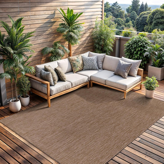 CAMILSON Outdoor Rug 6x9 Modern Area Rugs for Indoor and Outdoor Patios and Porches - Waterproof, Washable, Non-Shedding, Easy-to-Clean Outside Carpet (6 x 9, Solid - Jute)