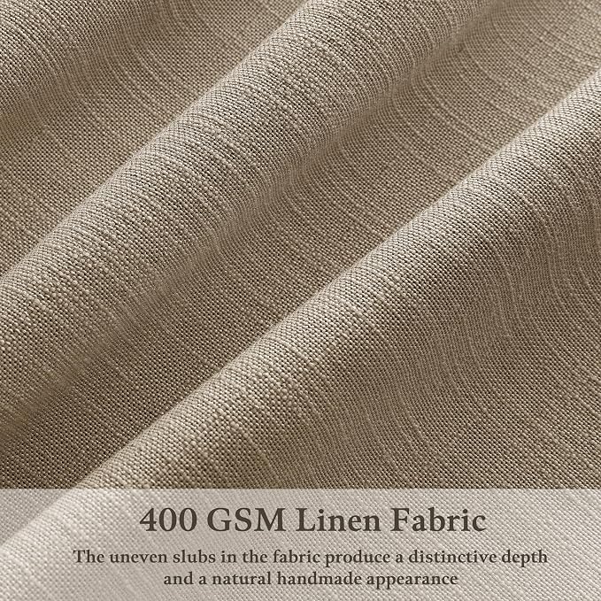 90 Inch Tan Pleated Curtains for Living Room Bedroom Country Light Filtering Memory Training Pinch Pleat Curtains with Track System Hooks Rings Camel Beige Linen Blend Office Patio Drapes 2 Panels