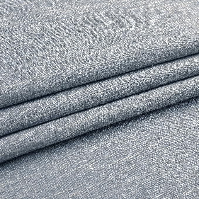 Vision Home Pinch Pleated Blue Semi Sheer Curtains Textured Light Filtering Window Curtains 63 inch for Living Room Bedroom Rayon Blended Chambray Blue Pinch Pleat Drapes with Hooks 2 Panels 40"Wx63"L