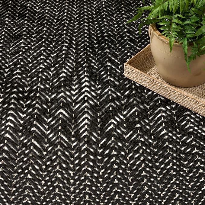 Nourison Home Horizon Indoor/Outdoor Black 8' x 10' Area Rug - Easy Clean, Non Shedding, Bed Room, Living Room, Dining Room, Kitchen (8' x 10')