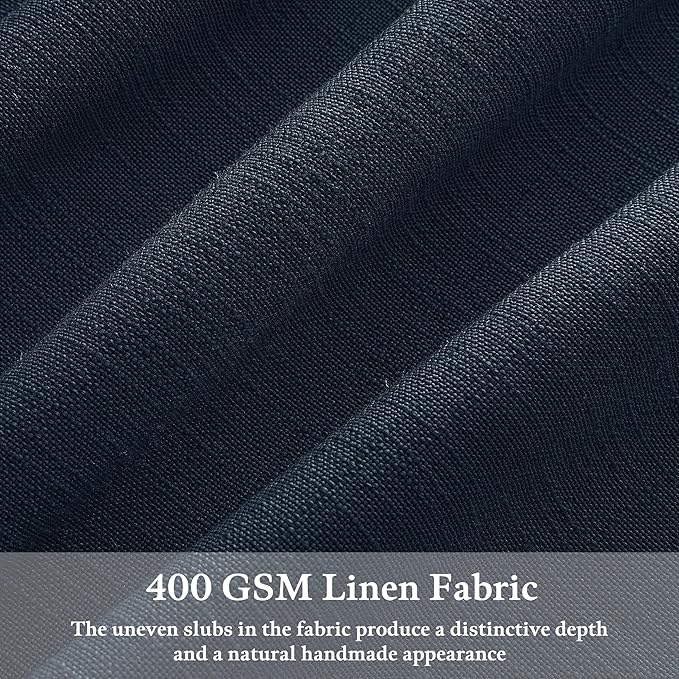 Extra Long Dark Blue Linen Curtains 120 Inches Long Modern Ocean Navy Curtain Light Filtering Semi Sheer Back Tab Pinch Pleat Curtain for Tall Ceiling Living Room 2 Panels 50 by 120 Inch Length