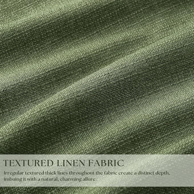 Loden 105 Inch Long Blackout Curtains Olive Green Thick Linen Pinch Pleated Curtains 2 Panels for Bedroom Living Room Darkening Light Blocking Pinch Pleat Back Tab 105 Inch Window Drapes Olive Green