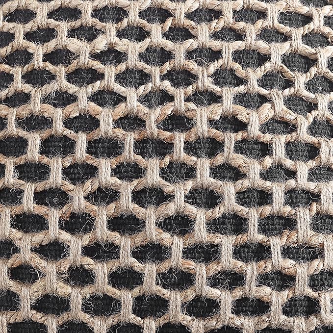 Boho Living Jada Decorative Throw, Includes Accent Insert, Premium Woven Design, Living Room Décor, (2) 20" x 20" Pillow Covers, Black 2 Count