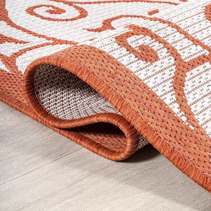 JONATHAN Y Vintage Filigree Indoor Outdoor Area Rug 3X5 Cream/Orange, Madrid Textured Weave for Backyard, Patio, Porch, Easy-Cleaning, High Traffic, Pet-Friendly, Non-Shedding (SMB107L-3)