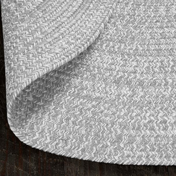 Superior Indoor/Outdoor Area Rug, Dual-Tone Reversible Braided Floor Decor for Patio, Front Porch, Entryway, Living Room, Office, Nursery, Artistic Home, 4' x 6', Slate-White