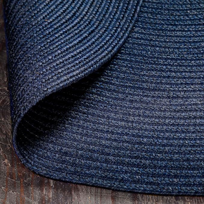 Superior Reversible Braided Indoor/Outdoor Area Rug, 6' round, Denim Blue