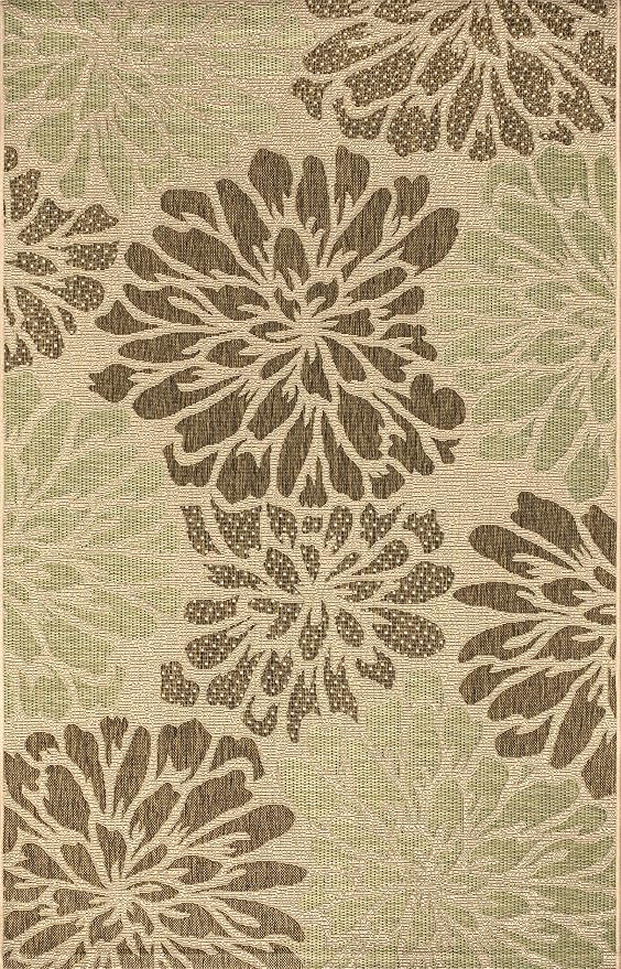 JONATHAN Y Floral Textured Weave Indoor Outdoor Area Rug 8X10 Sage/Brown, Zinnia Modern for Backyard, Patio, Porch, Easy-Cleaning, High Traffic, Pet-Friendly, Non-Shedding (SMB110A-8)