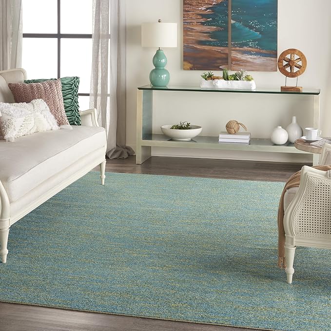 Nourison Home Nourison Essentials Blue Green 10' x 14' Area Rug - Easy Clean, Non Shedding, Bed Room, Living Room, Dining Room, Kitchen (10' x 14')