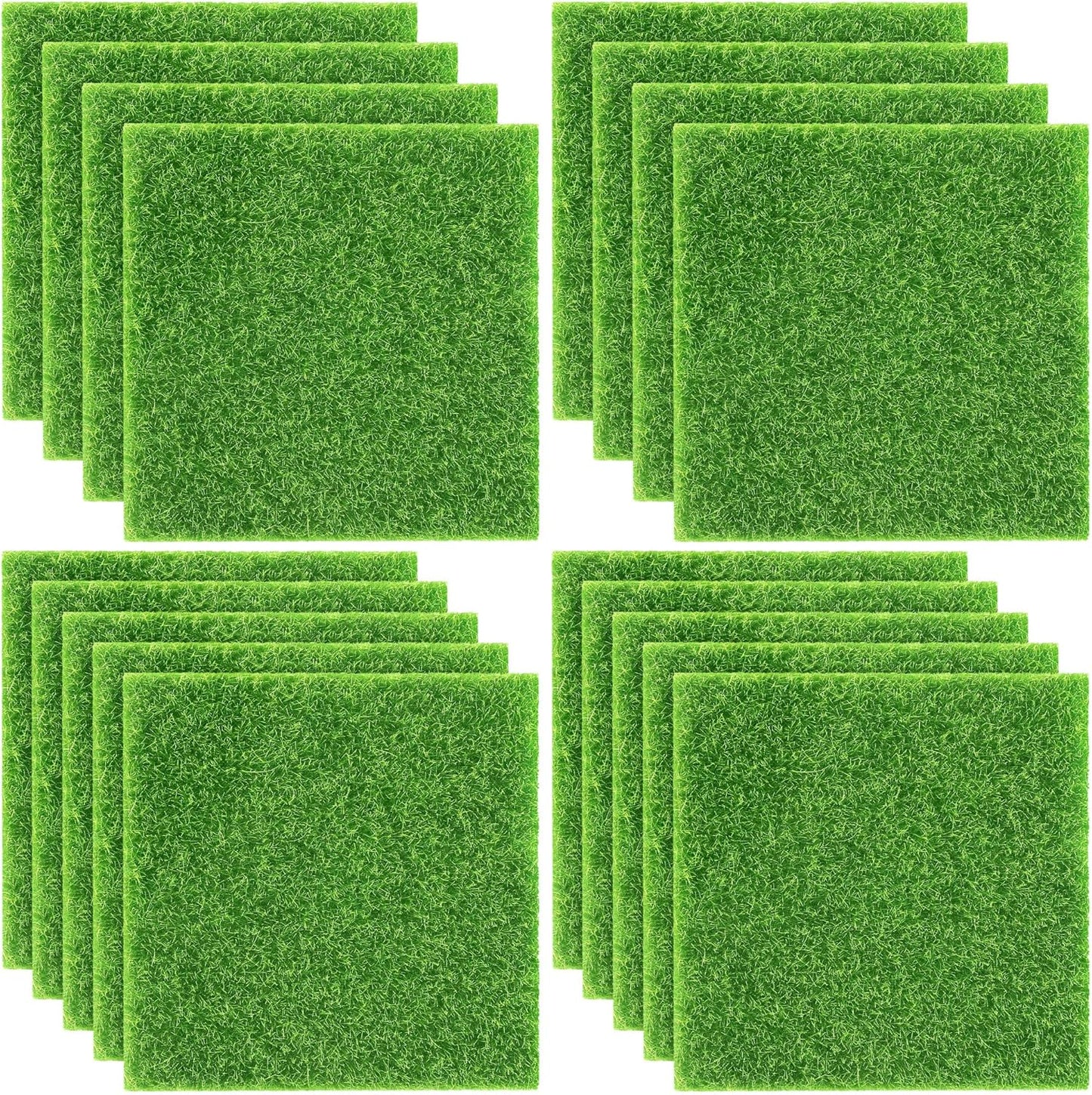 Elcoho 18 Pieces Fake Grass for Crafts Fairy Garden 6 x 6 Inches Artificial Garden Grass for Miniature Ornament Dollhouse DIY Decoration