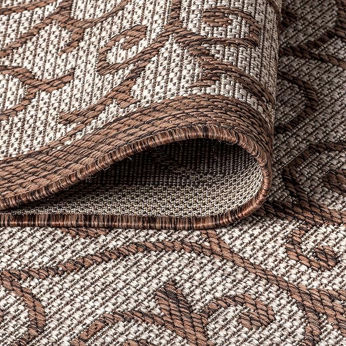 JONATHAN Y Vintage Filigree Indoor Outdoor Area Rug 8X10 Taupe/Espresso, Madrid Textured Weave for Backyard, Patio, Porch, Easy-Cleaning, High Traffic, Pet-Friendly, Non-Shedding (SMB107C-8)