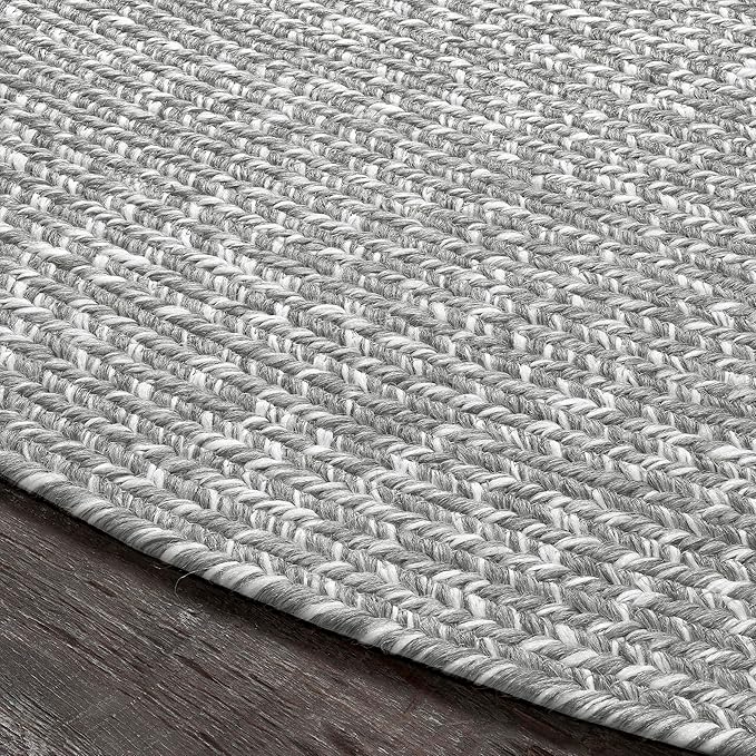 Superior Indoor/Outdoor Area Rug, Dual-Tone Reversible Braided Floor Decor for Patio, Front Porch, Entryway, Living Room, Office, Nursery, Artistic Home, 8' x 10', Canvas-White