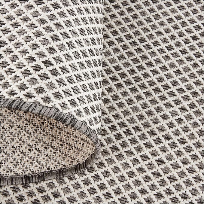 Nourison Home Courtyard Ivory Charcoal 3' x 5' Area Rug - Easy Clean, Non Shedding, Bed Room, Living Room, Dining Room, Kitchen (3' x 5')