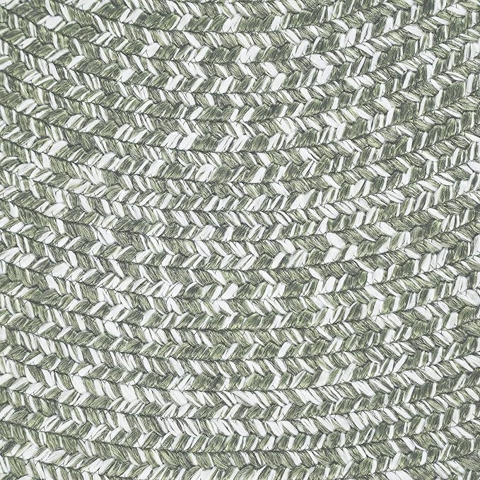 Superior Indoor/Outdoor Runner Rug, Dual-Tone Reversible Braided Floor Decor for Patio, Front Porch, Entryway, Living Room, Office, Nursery, Artistic Home, 2' x 8' Oval, Green-White