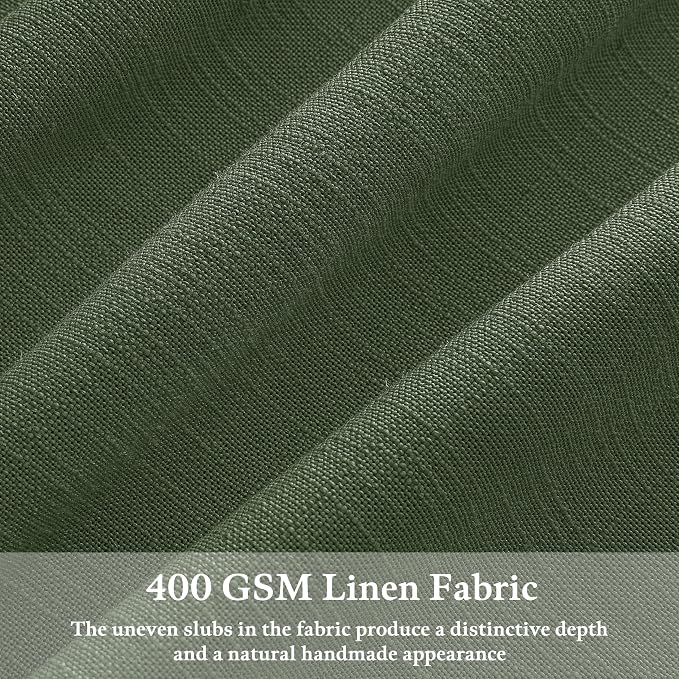 Green Pleated Linen Curtains 96 Inches Long for Living Room 2 Panel Set Semi Sheer Light Filtering Pinch Pleat with Rings Hooks Drapes Farmhouse Rustic Olive Green Curtain Bedroom Window W50xL96