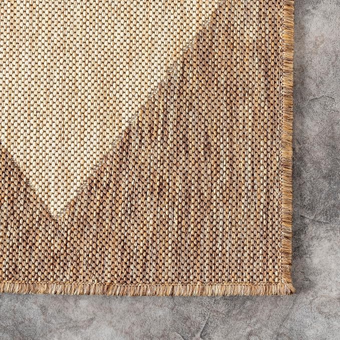 nuLOOM Outdoor Performance Collection Sabina Brown/Ivory, 9'6" x 12', Soft, High Traffic, Stain Resistant, Easy Clean, Durable Area Rug for Indoor/Outdoor Patio, Deck, Porch, Garden, Courtyard