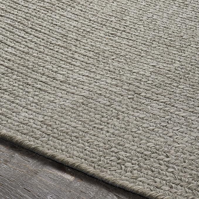 Superior Indoor/Outdoor Area Rug, Reversible Braided Floor Decor for Living Room, Kitchen, Patio, Front Porch, Modern Boho Farmhouse Rugs, Hardwood, Bedroom Accessories, 4' Round, Slate