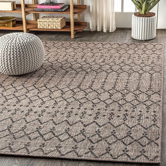 JONATHAN Y Moroccan Geometric Indoor Outdoor Area Rug 3X5 Natural/Black, Ourika Textured Weave for Backyard, Patio, Porch, Easy-Cleaning, High Traffic, Pet-Friendly, Non-Shedding (SMB108D-3)