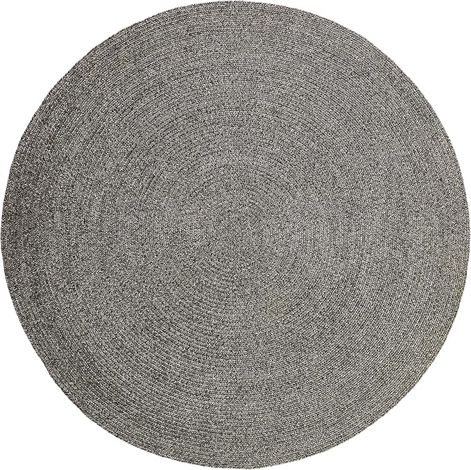 Superior Reversible Braided Indoor/Outdoor Area Rug, 4' Round, Charcoal