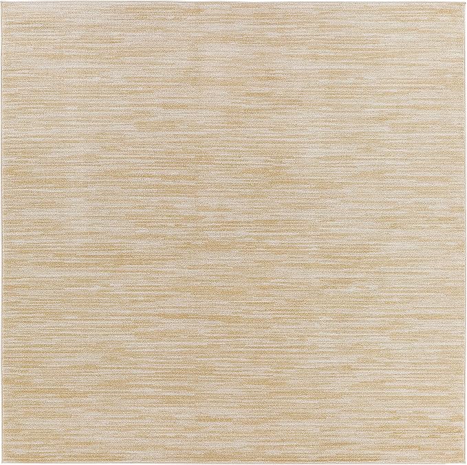 Nourison Home Nourison Essentials Ivory Gold 5' x Square Area Rug - Easy Clean, Non Shedding, Bed Room, Living Room, Dining Room, Kitchen (5' x Square)