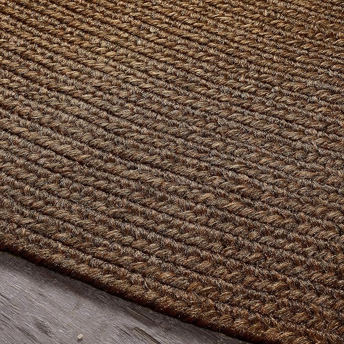 Superior Indoor/Outdoor Area Rug, Reversible Braided Floor Decor for Living Room, Kitchen, Patio, Front Porch, Modern Boho Farmhouse Rugs, Hardwood, Bedroom Accessories, 4' Round, Cocoa