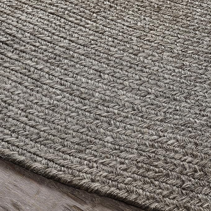 Superior Reversible Braided Indoor/Outdoor Area Rug, 4' Round, Charcoal