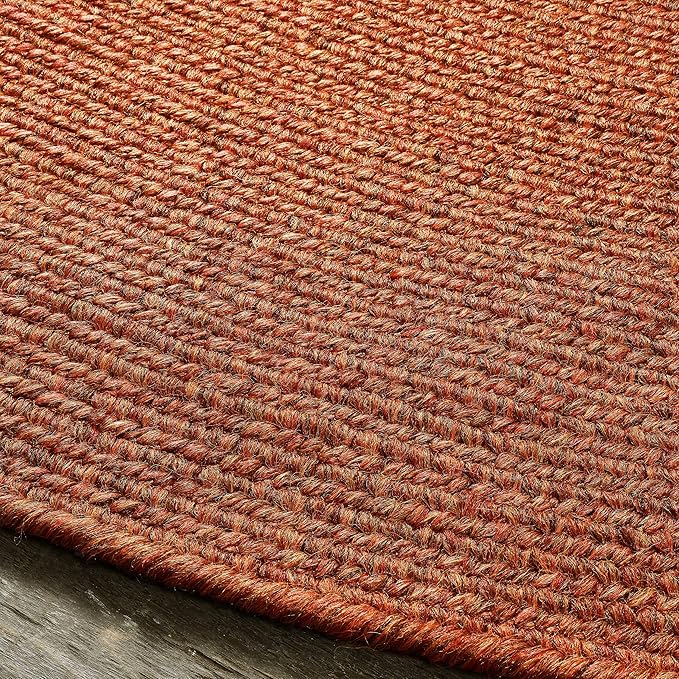 Superior Indoor/Outdoor Area Rug, Reversible Braided Floor Decor for Living Room, Kitchen, Patio, Front Porch, Modern Boho Farmhouse Rugs, Hardwood, Bedroom Accessories, 4' Round, Brick
