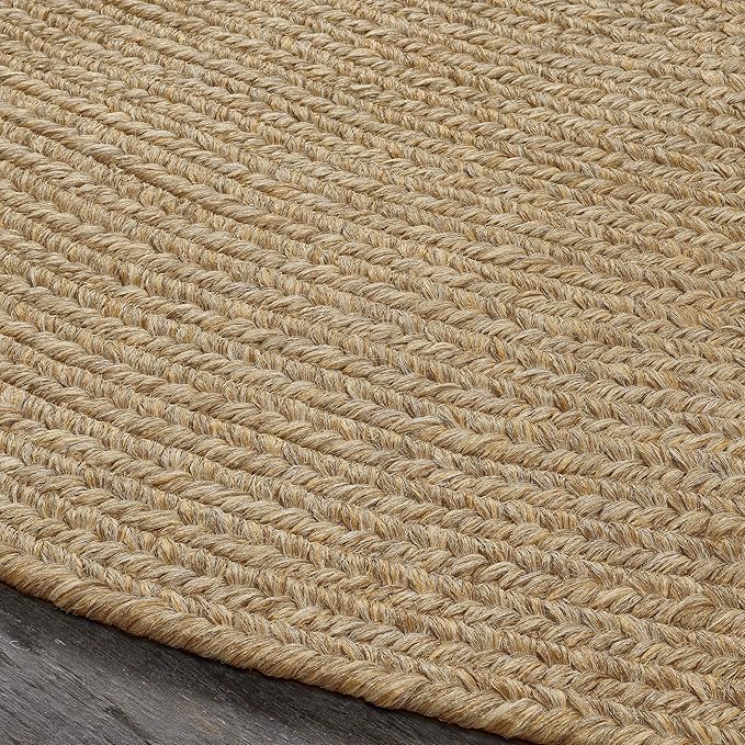 Superior Jute Oval Indoor Runner Rug, Latte, 2' x 8'