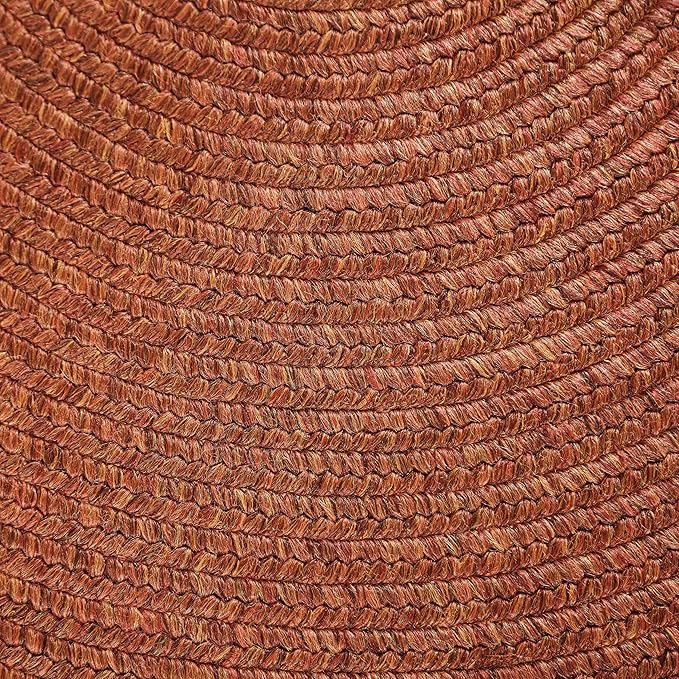 Superior Indoor/Outdoor Area Rug, Reversible Braided Floor Decor for Living Room, Kitchen, Patio, Front Porch, Modern Boho Farmhouse Rugs, Hardwood, Bedroom Accessories, 4' Round, Brick